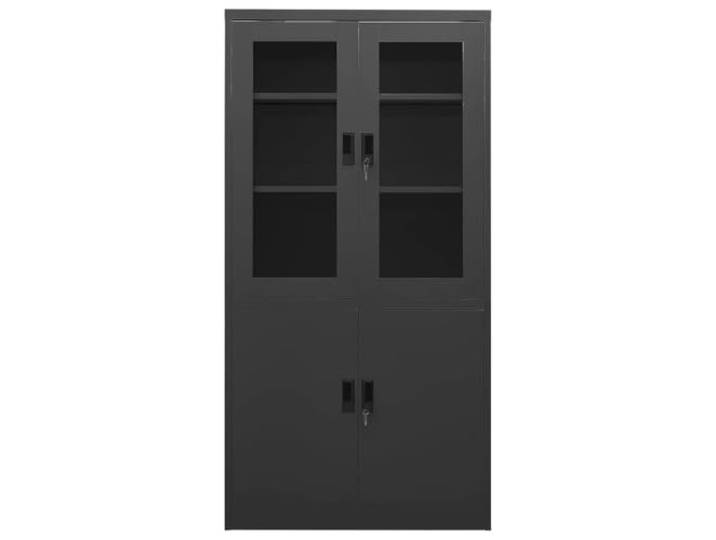RJPLMFV Büroschrank, Metall, Anthrazit, 90 x 40 x 180 cm, mit Schlössern Langlebiger Stahl, 3 verstellbare Einlegeböden, Glastüren, sichere Klassifizierung, ikonisches Design