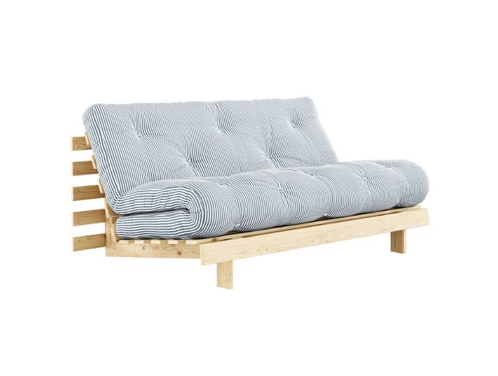 Karup - Roots Schlafsofa, 160 x 200 cm, Kiefer natur / beach blue