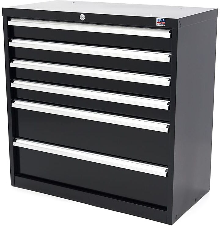 HBM Armoire à outils Profi 6 tiroirs 90 x 45 x 90 cm noir
