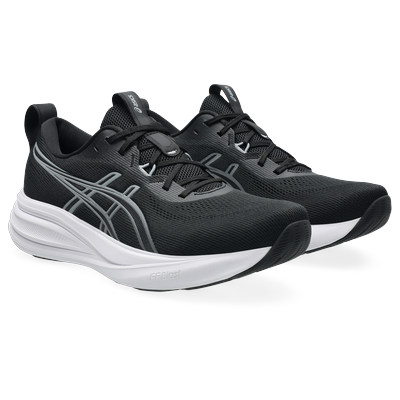 Laufschuh ASICS "GEL-PULSE 17", Herren, Gr. 44, schwarz-weiß (schwarz, gravel), Synthetik, Schuhe Laufschuh, mit GEL-Technologie im Rückfuß, mit FF BLAST Dämpfung