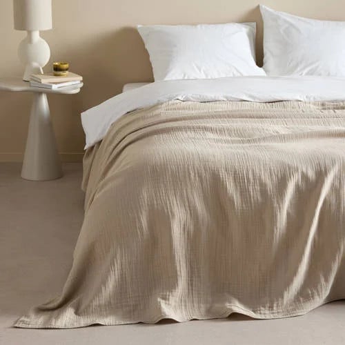 NOUS Living zomerdekbed mousseline sprei voor volwassenen 270 x 250 cm