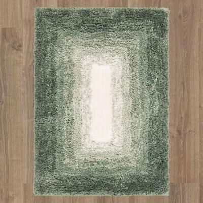 Mohawk Rug & Textiles Ombre Border Rectangle Bath Rug Seafoam, 34 x 20, Seafoam