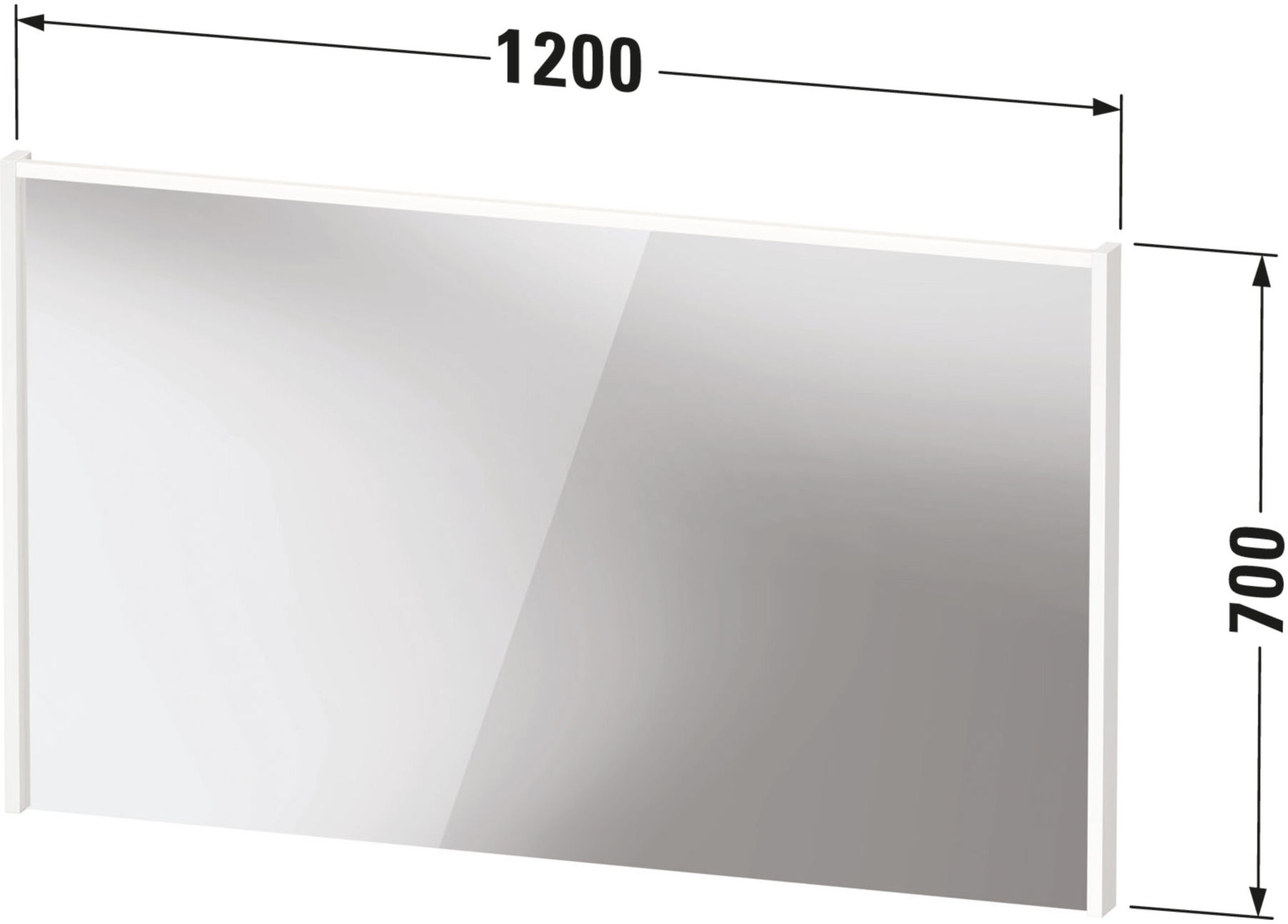 Duravit LED-Spiegel D-Code 2.0 120x70x5cm, 9 W, Tau ma, Lichtfeld oben (DC7079091910000)