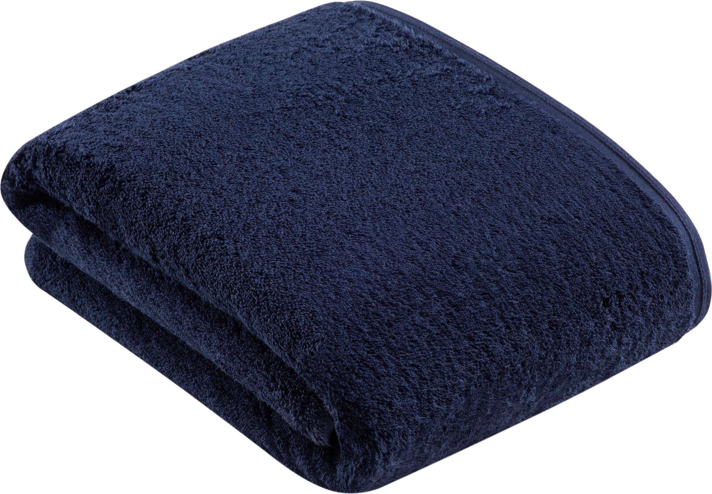 Badetuch VOSSEN "Vegan Life", blau (marine blau), B:100cm L:150cm, Webfrottier, Obermaterial: 100% Baumwolle, Handtücher, Badetuch, 100% vegan marine blau B/L: 100cmx150cm, 1 Stk., Webfrottier