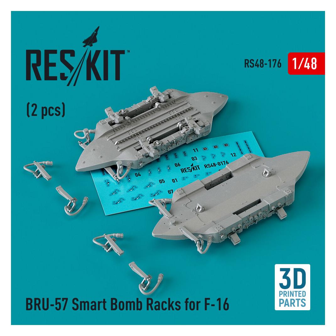 ResKit BRU-57 Smart Bomb Racks for F-16 (2 pcs) (3D Printed) (RS48-0176)