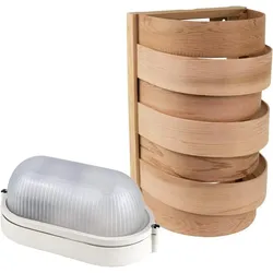 Set Lampenschirm Sawo 917-VD aus Zeder mit Saunalampe und 5m Silikonkabel