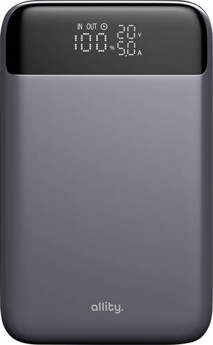 Allity APB-200 Powerbank 10000 mAh USB PD, Quick Charge LiPo USB-A, USB-C Grau Statusanzeige