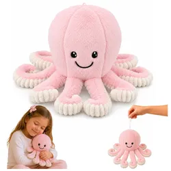 Plüsch-Oktopus, Kuscheltier mit elastischen Tentakeln, rosa, 30 cm