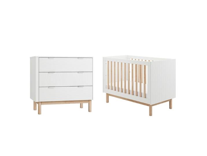 Lit évolutif 60x120 et commode 3 tiroirs Pinio Miloo Blanc