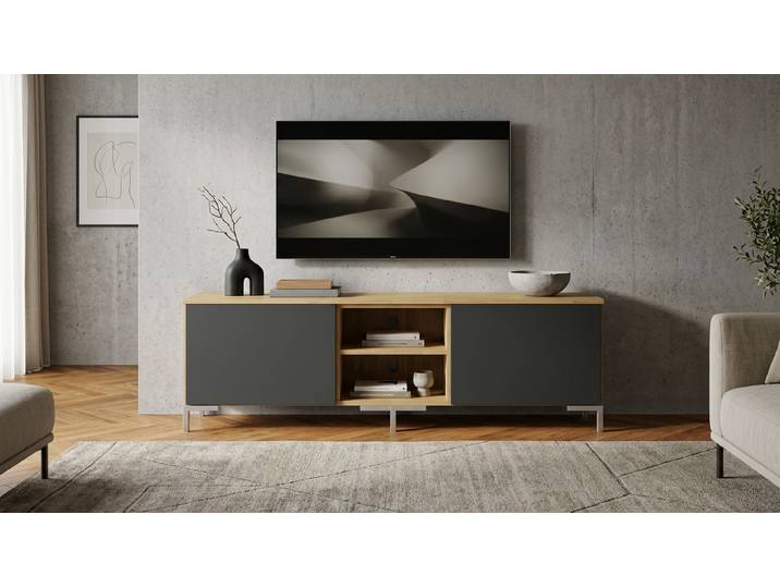Moderner TV Schrank nach Maß Eiche Natur geölt