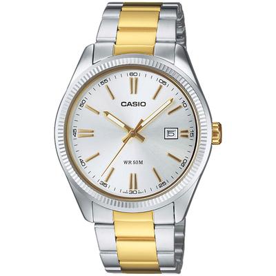 Quarzuhr, silber (silberfarben, goldfarben, silberfarben), CASIO TIMELESS COLLECTION, Armbanduhren, Damen, silberfarben, Quarzuhr, Armbanduhr, Herrenuhr, Damenuhr, Datum, Edelstahlarmband, Neo-Display