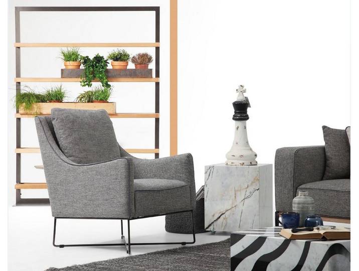 Xlmoebel Loungesessel Ohrensessel in Grau aus Textil für modernen Wohnraum (1-St., Sessel), Hergestellt in Europa