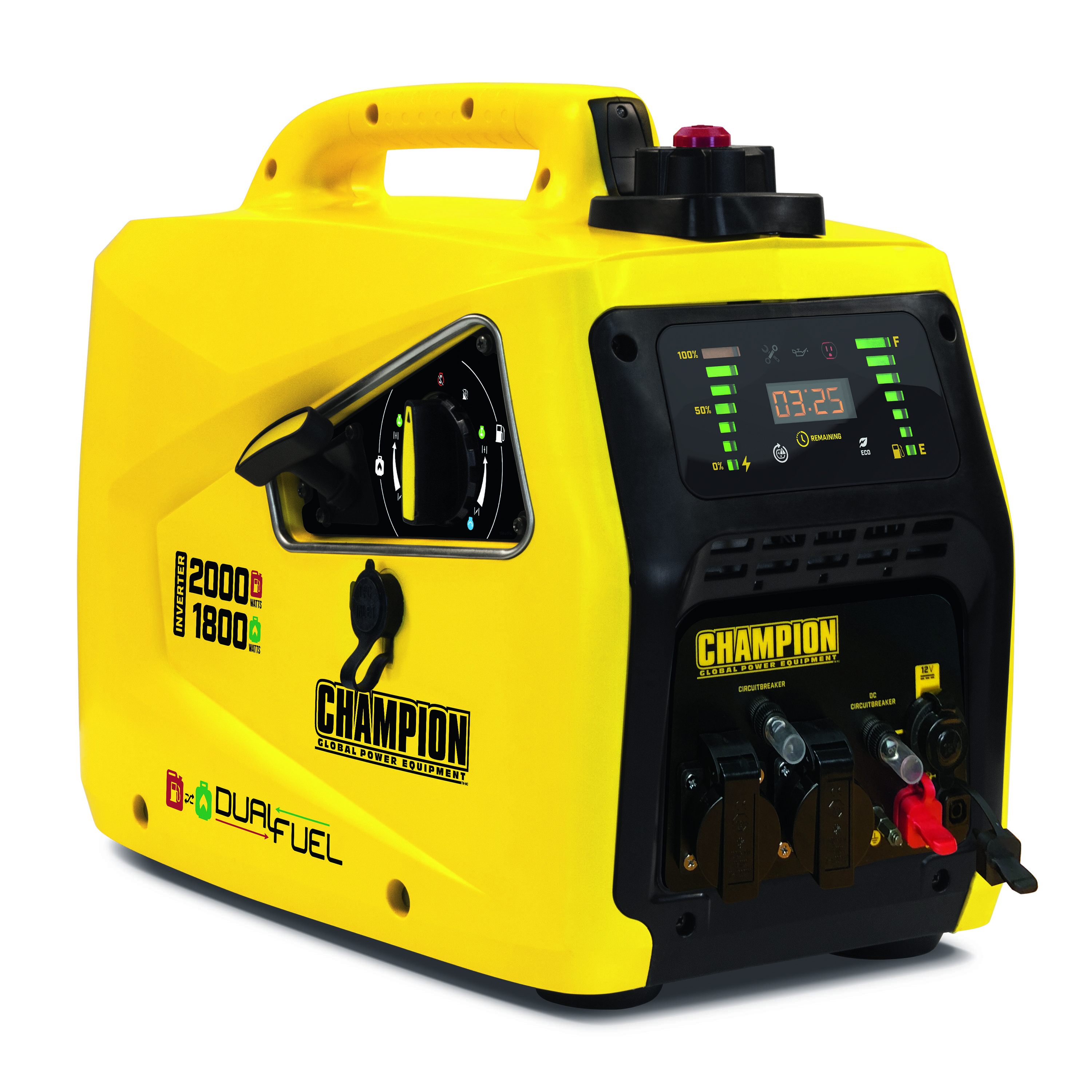 Champion Power Equipment Stromerzeuger Benzin + Gas 2000 Watt, mit LED-Anzeige