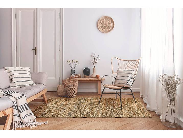 Kurzflorteppich Mauritius Beige 120 x 170cm Baumwollstoff