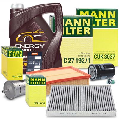Mann-filter Inspektionspaket Set B + 5l 5W-30 Motoröl [Hersteller-Nr. 41109229] für Audi, Seat