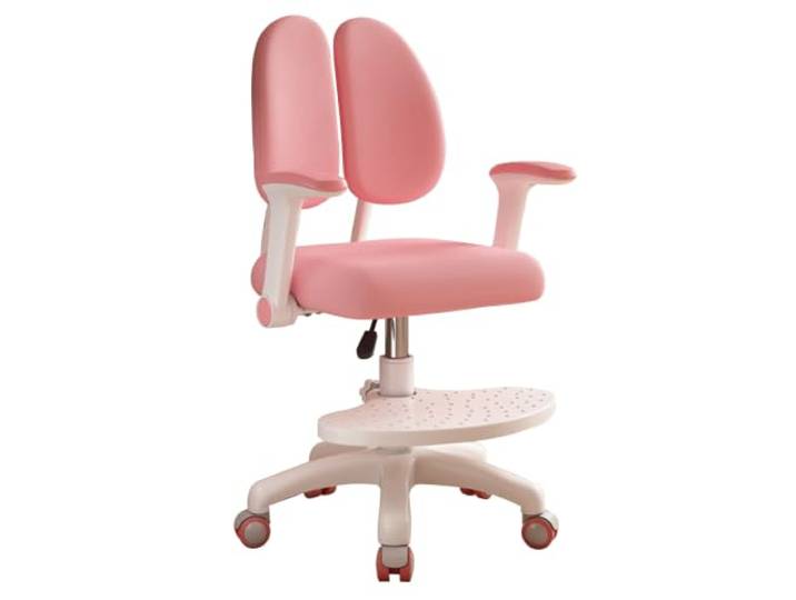 Kinder-Schreibtischstuhl, verstellbarer Lernstuhl für Kinder Metall/Kunststoff-Konstruktion, ergonomische Doppelrückenstütze, für Kinder von 3-18 Jahren Rosa