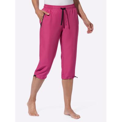 Caprihose, Damen, Gr. 48, Normalgrößen, pink (fuchsia), 100% Polyester, unifarben, knielang, Hosen Caprihose