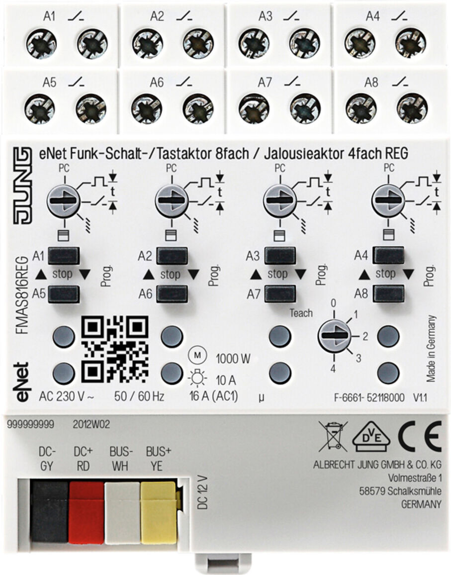 Jung Funk-Schalt/Jalousie-Aktor 8-/4-kanalig, REG FM AS 816 (FMAS816REG)