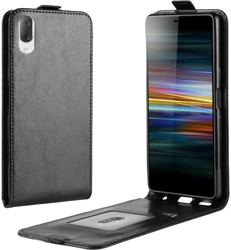 INCOVER Sony Xperia L3 Læder Flip Cover m. Kortholder Sort