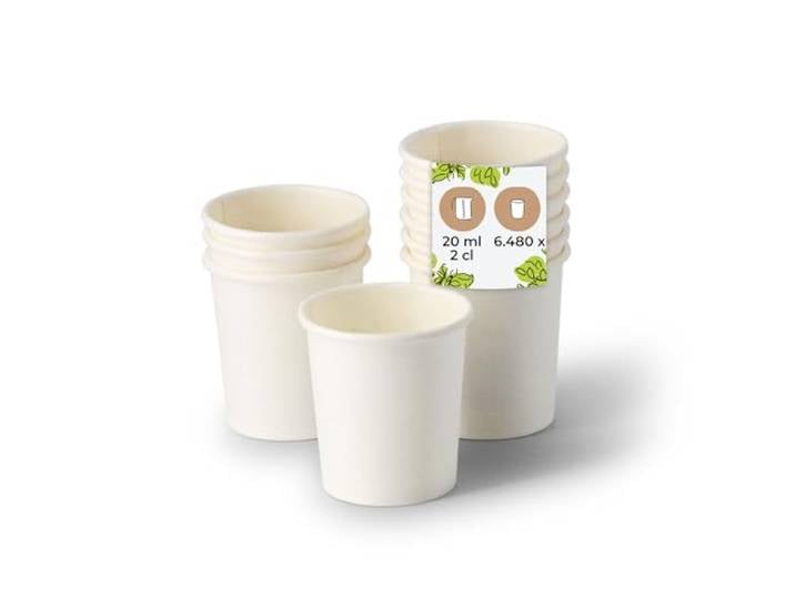 BIOZOYG Schnapsbecher aus Papier 6480 Stück 20 ml weiß - Pappbecher Beschichtet Party Zubehör Einwegbecher Messen, Events, Verkostung - Alternative für Plastikbecher Schnapsgläser 2 cl Shot Becher