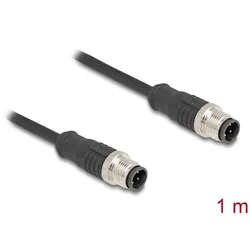 DELOCK M12 Kabel D-kodiert 4 Pin Stecker zu Stecker PVC 1 m