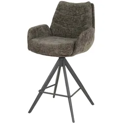 Barhocker 2er-Set Riloure, Webstoff mit Armlehne, modern drehbar, braun, gepolstert