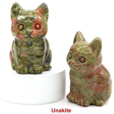 Uplifted Finds "Natural Crystal Cat Statue   Hand Carved 1.8"" Amethyst & Tiger Eye Healing Figurine For Chakra Meditation & Home Decor unakite"