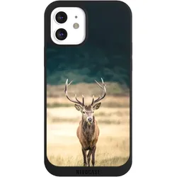 Nivocase Handyhülle für Apple iPhone 12 Hülle NIVOpure Case Schwarz Hirsch Wald Wiese (Apple iPhone 12), Smartphone Hülle, Schwarz