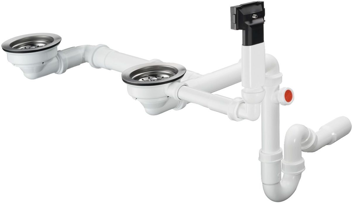 Hansgrohe D17-10 Manual drain and overflow set for double basin granite 43928000