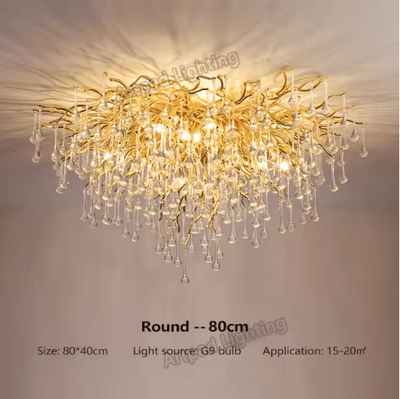 Inspire Picks Nordic Gold K9 Crystal Chandelier Modern Luxury LED Ceiling Light round 80cm gold Body warm White