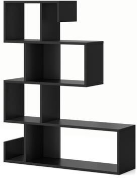 Costway 5-Tier S-Shaped Bookshelf Geometric Z-Shelf Bookcase with Open Cubes-Black