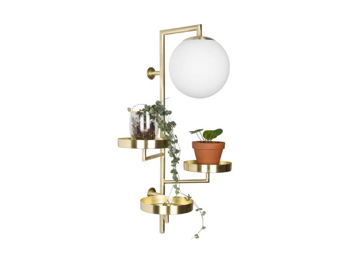Design Wandlampe und Eckregal „Astoria“ - Schwarz Messing Globen Lighting