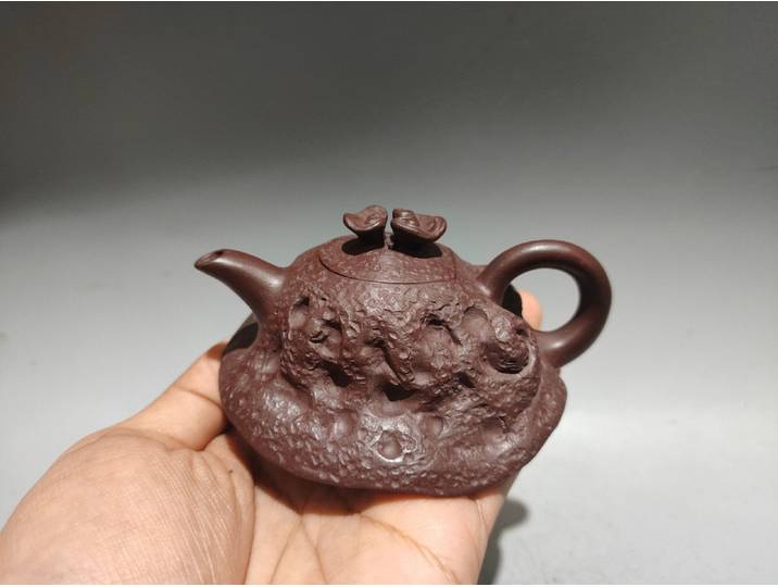 Yixing théière en argile violette forme Lingzhi pot Ganoderma bouilloire théière Amass richesse ornements ville