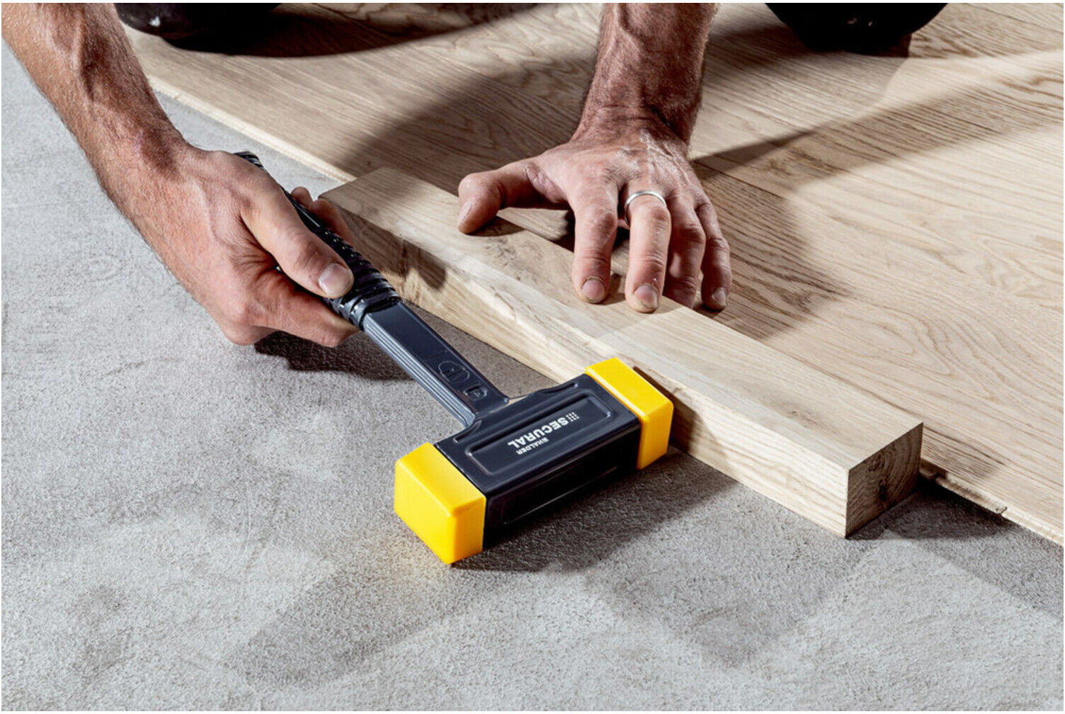 Schonhammer SECURAL Kopf-D.35x45mm Hickory rückschlagfrei mittelh.PU gelb HALDER (3380.045)