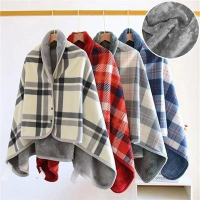 Uplift Essentials Thick Plaid Wearable Blanket With Buttons Soft Fleece Shawl Throw style 10