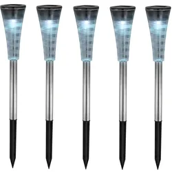 5er Set RGB LED Solar Steck Leuchten Garten Edelstahl Außen Lampen Farbwechsler