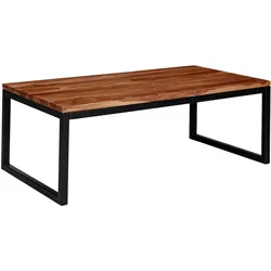 COUCHTISCH Sheesham Massivholz Metall 110x40x60cm Industrial Style