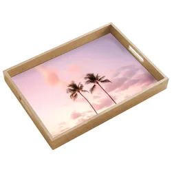 TABLETT Palmen - Lila - Wolken - Himmel Eichenholz 50x35 cm