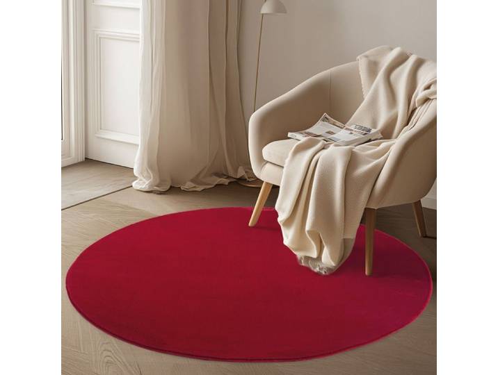 Carpetsale24 Tapis Rond Rouge 200 cm Lavable Rond Antidérapant et Doux tapis uni Salon et Chambre