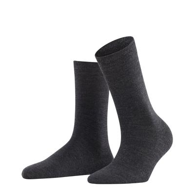 Socken FALKE "Softmerino", Damen, Gr. 35-36, Sockengröße, grau (anthra.mel), Materialmix, unifarben, Socken Socken, feines Maschenbild, für Alltag und Business, atmungsaktiv