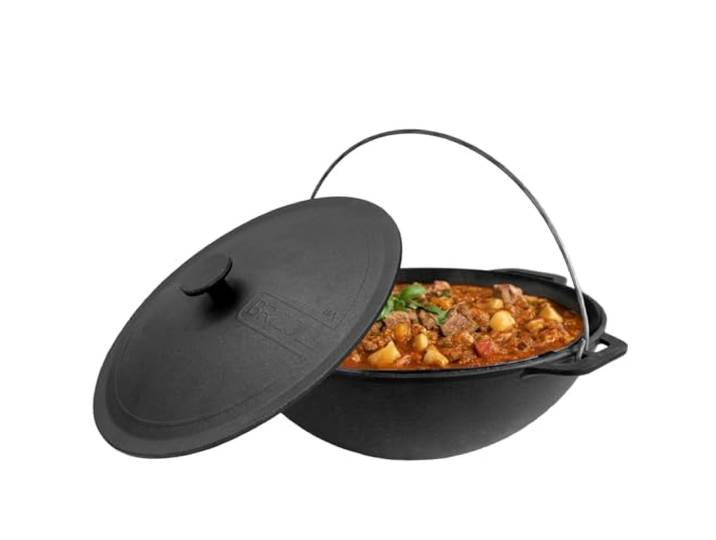 10L Gusseisen Schwenktopf Kazan Asia Kasan mit Deckel aus Gusseisen Grillwok Wokpfanne Grill Cast Iron Campingtopf Kessel Wok Traditioneller