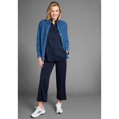 Culotte LAURA SCOTT, Damen, Gr. 38, N-Gr, blau (navy), Milano Rib, Obermaterial: 76% Polyester, 20% Viskose, 4% Elasthan, unifarben, 7/8-Länge, Hosen Culotte, aus weicher Milano-Qualität