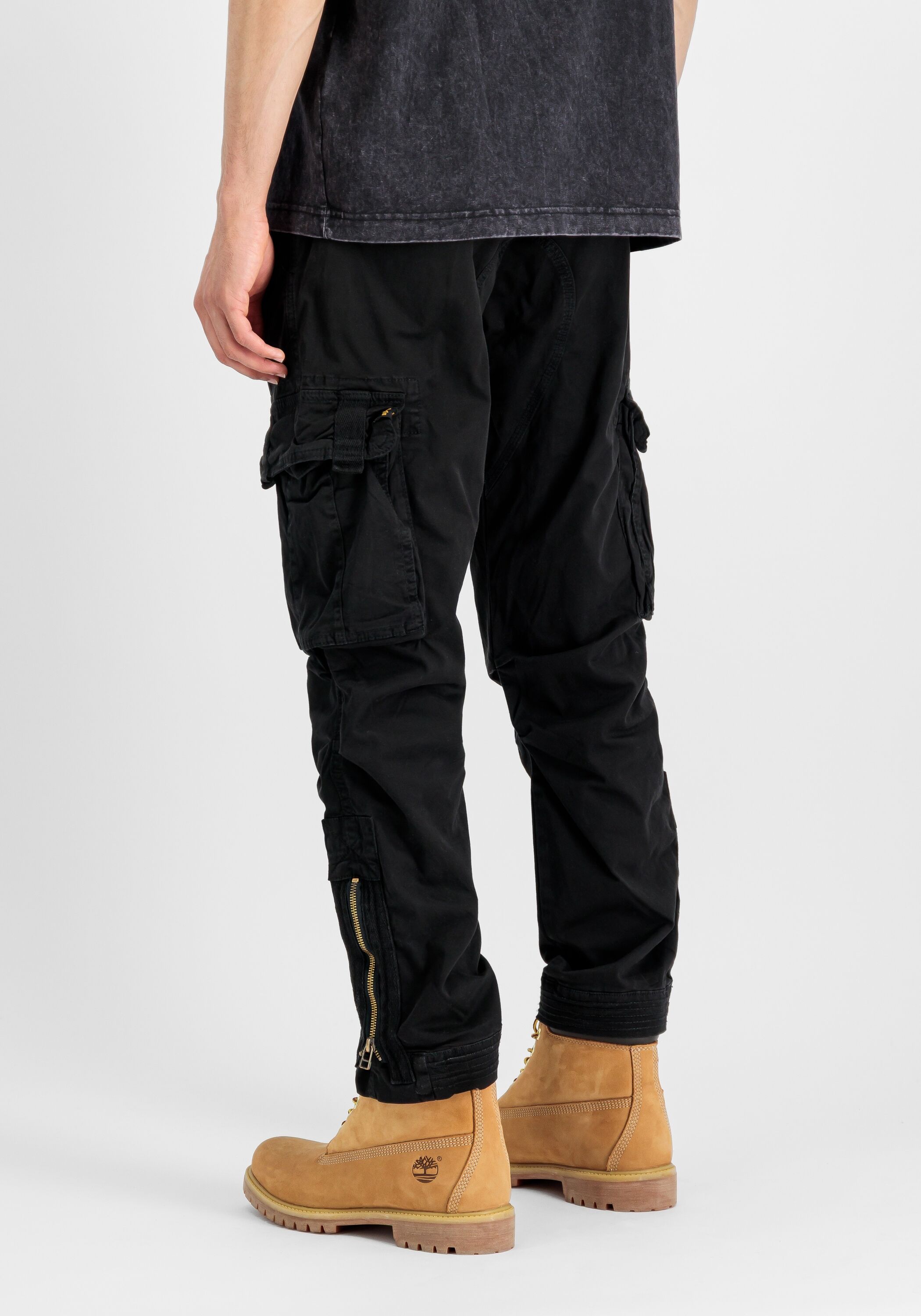 Cargohose ALPHA INDUSTRIES "Task Force Pant", Herren, Gr. 34, Normalgrößen, schwarz, Obermaterial: 98% Baumwolle, 2% Elastan, Hosen Cargohose