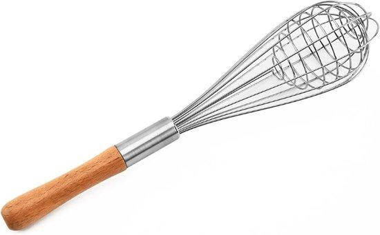 Zilveren handmatige eierklopper en melkopschuimer van roestvrij staal, 31 cm