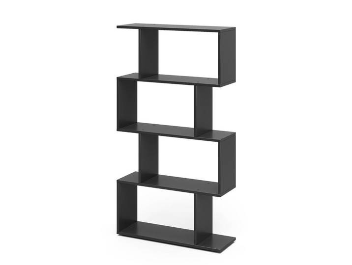 Vicco Raumteiler Levio Schwarz 70 x 132.1 cm 4 Fächer, Holzwerkstoff, Rechteckig, 70x132.1x23.8 cm, Wohnzimmer, Raumteiler & Paravents, Raumteiler