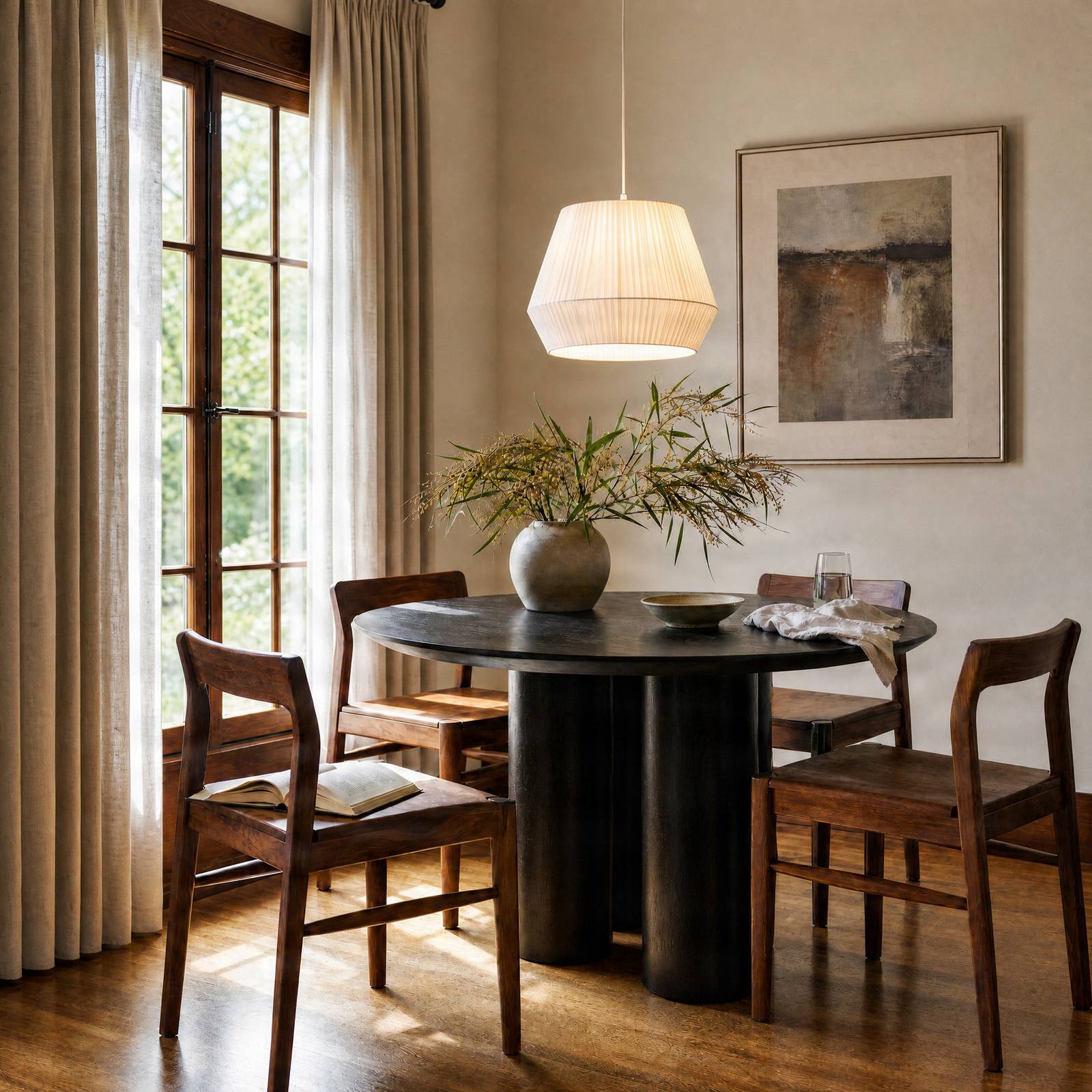 Pendant Light Vitore Lindby, dimmable, White / opal, Living / Dining Room, Textile / fabric / silk, Scandinavian, Ceiling Light