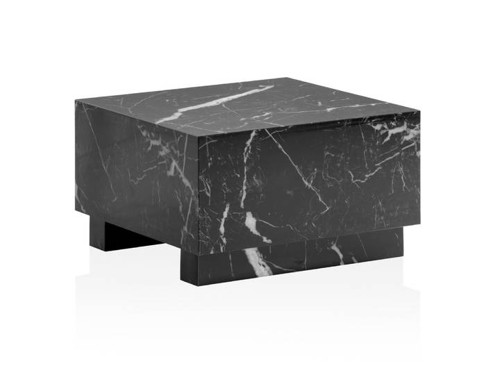 Table basse carrée effet marbre en mdf, noir