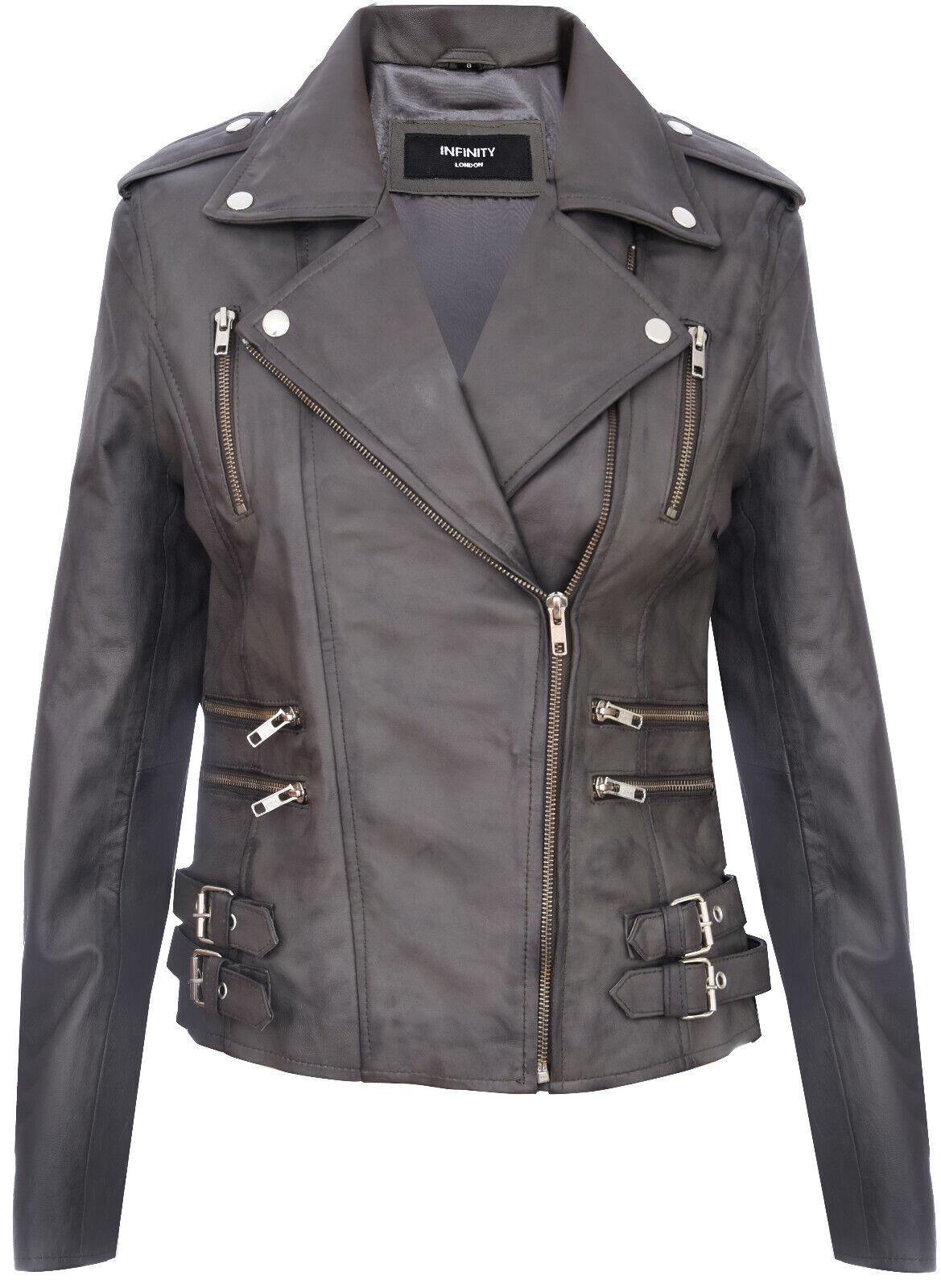 Damen Leder Brando Bikerjacke-Loddon