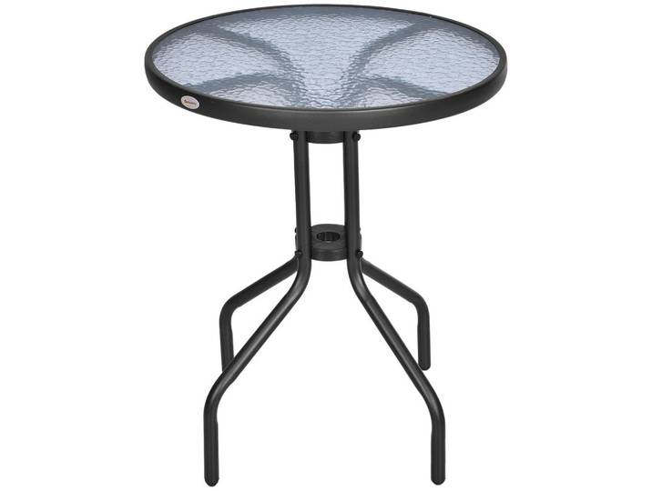 Outsunny Gartentisch, Schwarz, Metall, 60x70x60 cm, Gartenmöbel, Gartentische, Garten-Beistelltische
