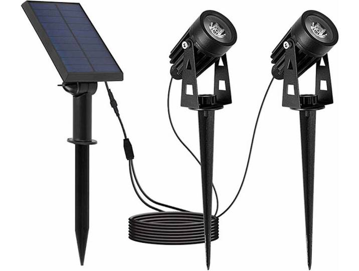 Double projecteur solaire 2 en 1 à coller ou à fixer - LUMISKY - ROUNDY - H27 cm - LED blanc froid